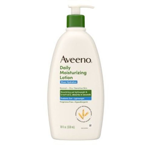 Aveeno Sheer Hydration Daily Moisturizing Body Lotion, 18 fl oz: Unscented, Pump Bottle, Recommended for Dry Skin