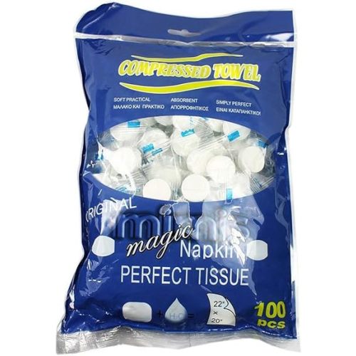Compressed Towel, Baby Wipes Wet Wipes Travel Disposable Napkins Mini Magic Coin Tissues Portable for Camping Home Beauty Travel Sports Outdoor, 100 Count Expand to 8.7” x 7.9”