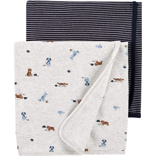 Carter's Baby 2-Pack Swaddle Blankets, Safari, One Size