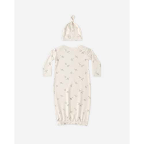 Bamboo Baby Gown + Hat Set Elephants