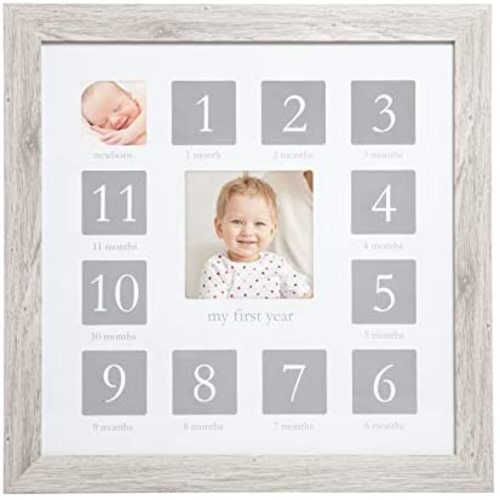 Kate & Milo Baby’s First Year Picture Frame, Woodland Nursery, Rustic