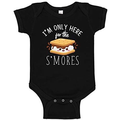 I'm Only Here for The S'Mores Funny Camping Baby Bodysuit One Piece or Toddler T-Shirt