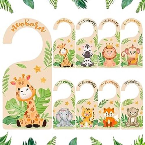 Auidy_6TXD 8Pcs Baby Closet Dividers Double Sided Wooden Baby Closet Organizers from Newborn to 24 Months Baby Clothes Hanger Dividers for Baby Girls Boys Nursery Decor