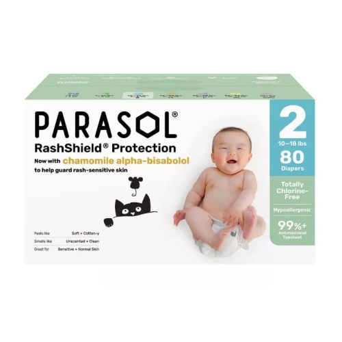 para~sol Baby Diapers Size 2 (80 Count) – Premium ~ Chlorine-Free with RashShield Protection PK 1