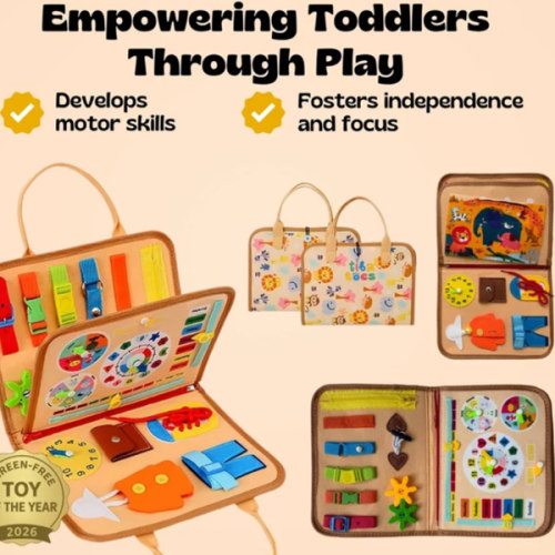 Montessori Busy Board for Toddlers | TibaToes™ Official (Standard/Animal Orange)