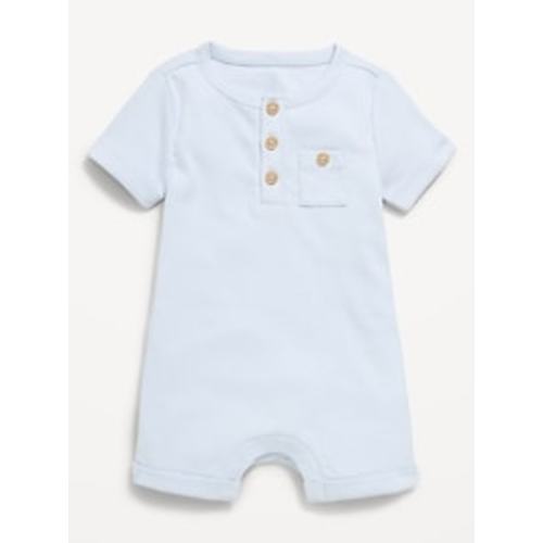 Printed Ribbed Henley Pocket One-Piece Romper for Baby | Old Navy