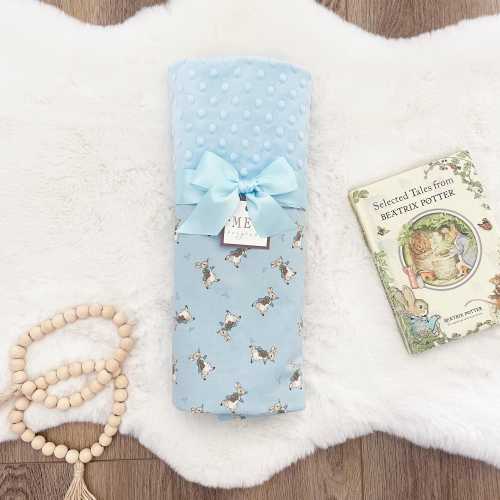 Peter Rabbit Baby Boy Blanket Shower Gift / Beatrix Potter Theme + Option to Personalize with Embroidered Name or Initials Monogram (Blue)