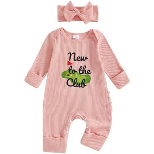 FYBITBO Newborn Baby Girl Fall Winter Outfits Football Golf Onesie Romper Long Sleeve Knit Jumpsuit Infant Coming Home Outfit