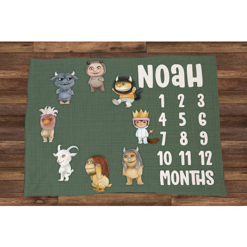 Wild Things Inspired Milestone Personalized Blanket - Gender Neutral - baby shower minky gift soft