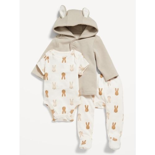 Unisex 3-Piece Kimono Hoodie, Pants &#x26; Bodysuit Layette Set for Baby