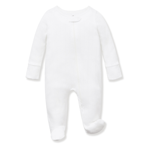Baby's Pointelle Footie Romper in White