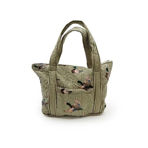 Mallory Ducks Olive Linen Zipper Tote Bag