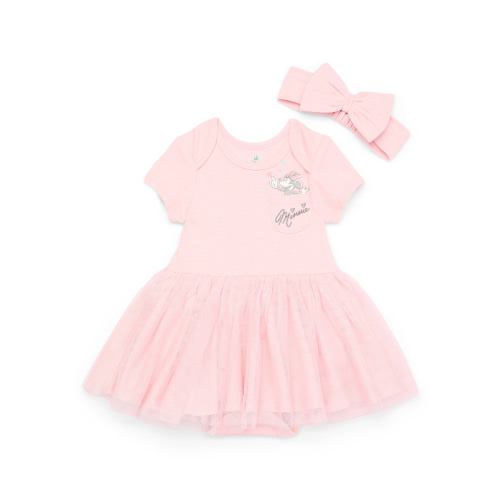 Disney Baby Wishes + Dreams Character Infant Baby Dress and Bow Headband Set, 2-Piece, Sizes Newborn-12 Months