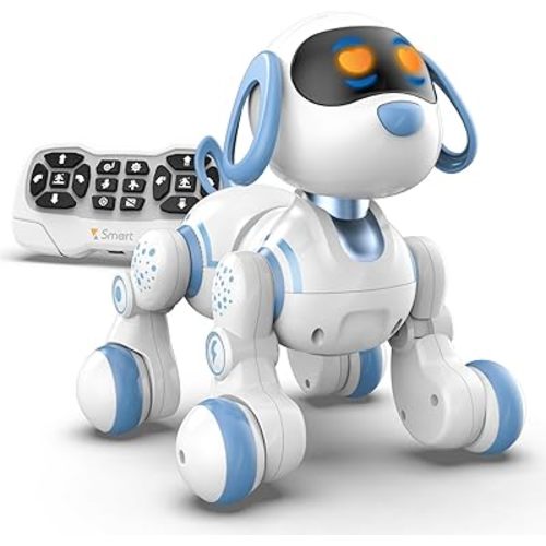 STEMTRON Programmable Remote Control Robot Cat Robot Dog for Kids, Interactive Robotic Dog Robotic Cat, Robo Dog Robo Cat, RC Robot with Touch Sensing, LED Eyes, Dance & Music