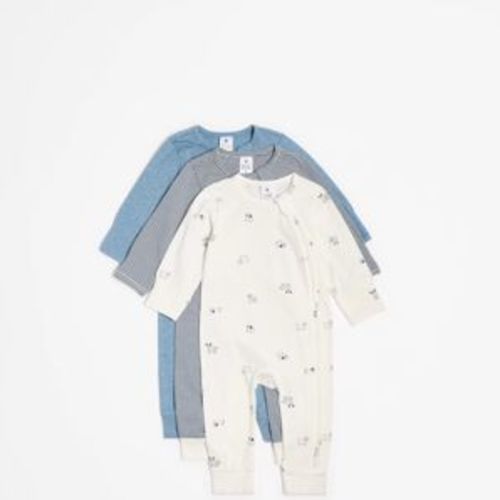 Baby Organic Cotton Zip Footless Coveralls 3 Pack 0-3M | Target Australia