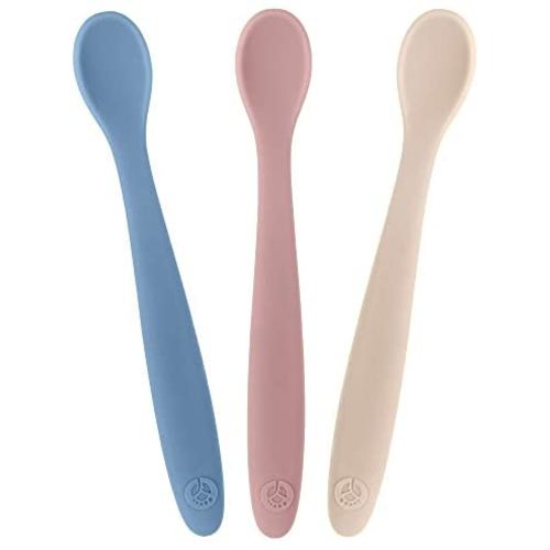 WeeSprout Silicone Baby Spoons - First Stage Feeding Spoons for Infants, Soft-Tip Easy on Gums, Bendable Design Encourages Self-Feeding, Ultra-Durable & Unbreakable, Dishwasher & Boil-Proof, Set of 3