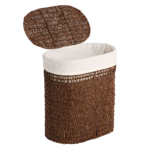 Salma Oval Seagrass Laundry Hamper with Liner - World Market