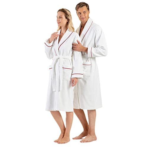 English Home Premium Cotton Robes for Women, Lightweight Mens Robe, Unisex Terry Cloth Bathrobe, Soft Shower Spa Robe, 1 Pcs