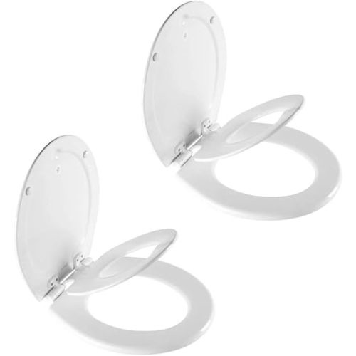 Mayfair NextStep2 Toilet Seat with Built-In Potty Training Seat, Slow-Close, Removable that will Never Loosen, Round, White, 2-Pack