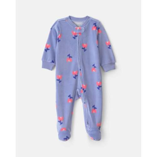Baby Girl Tulip 2-Way Zip Sleep & Play Pajamas - Blue | Carter's