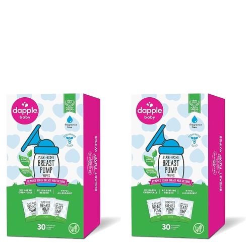 Dapple Baby Breast Pump Wipes - (3 Pack) 25 Count - Fragrance-Free, Plant-Powered & Hypoallergenic - Removes Milk Residue - Diaper Bag Essentials