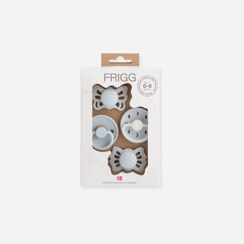 FRIGG Baby's First Pacifier 4 Pack- Moonlight Sailing (Powder Blue)
