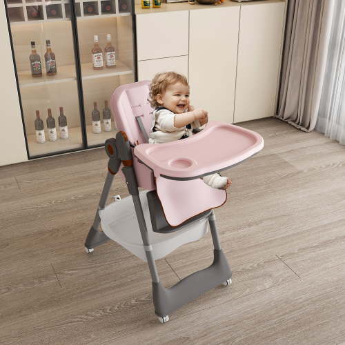 Alvantor Baby High Chair for Infant Portable Toddler Feeding Seat with Belt for Home, Dining Pink