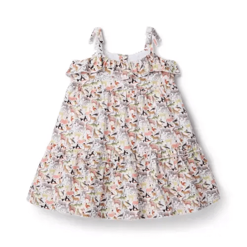 Girl White Quey 2 Animal Print Quey 2 Dress Made With Liberty Fabric by Janie and Jack