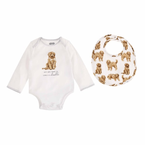 Doodle Dog Bodysuit and Bib Set | Mud Pie