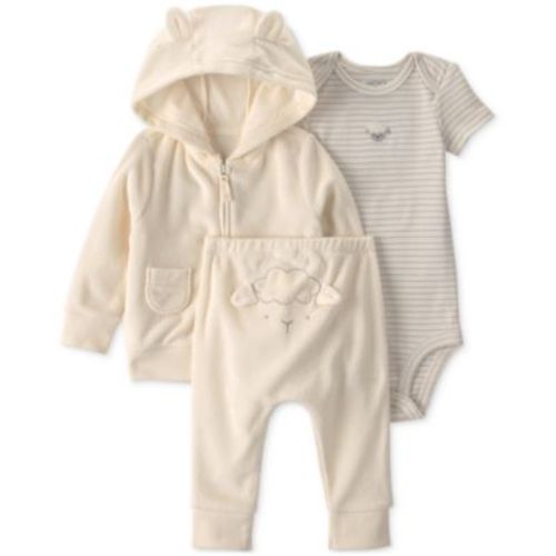 Baby Boys' and Girls' Sheep Terry Layering Bodysuit, Cardigan and Pants, 3-Piece Set