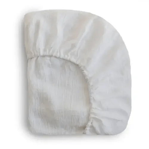 White - Mushie Extra Soft Muslin Crib Sheet