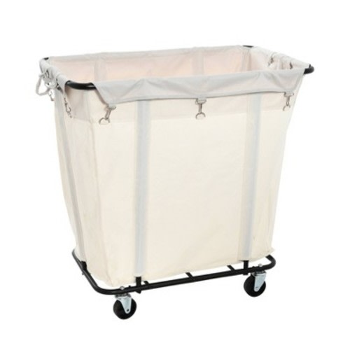 Household Essentials Commercial Laundry Cart Black: Rolling Hamper with Wheels, Metal Frame, Open-Top, 336 Volume Capacity