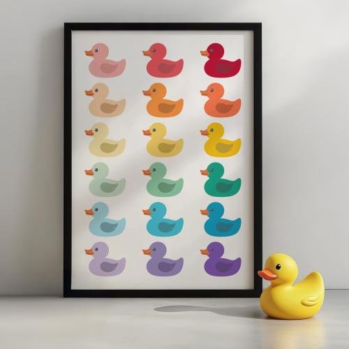 Rainbow Rubber Duck Print, Bathroom Art Print, Bathroom Wall Art, Bathroom Art Work, Cute Bathroom Print, Bathroom Decor, Rubber Duck Art