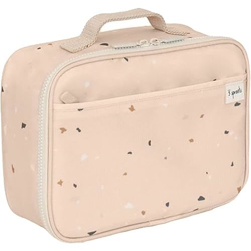 3 Sprouts Recycled Fabric Kids Lunch Bag in Terrazzo Sand – Insulated, Water-Resistant for Children Ages 3+