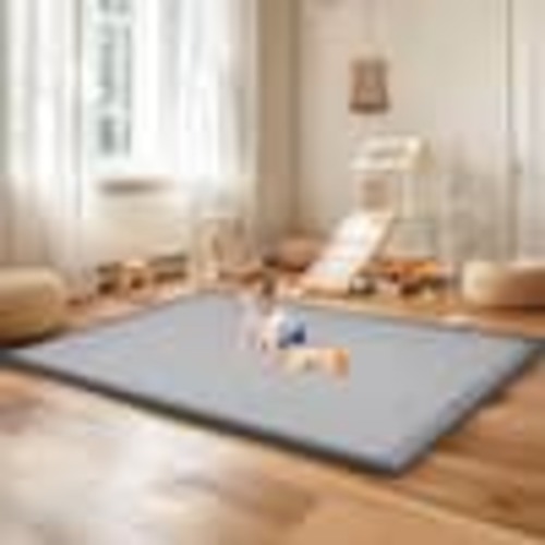 BOZTIY Baby Play Mat for Floor 4 ft. x 4 ft. Indoor Area Rug Memory Foam Baby Floor Mat Playpen Mat Cushioned Pads, Gray JJLX23022802@1