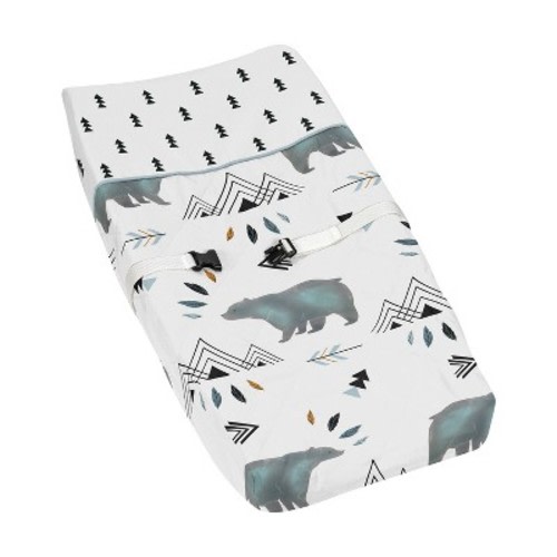 Sweet Jojo Designs Changing Pad Cover Boy Bear Mountain Blue Black and White