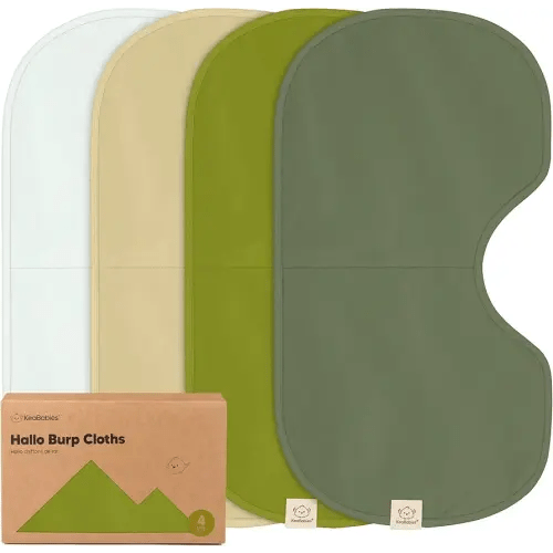 KeaBabies 4-Pack Baby Burp Cloths Baby Girl, Boy - Organic Cotton Burp Cloth, Extra Large, Absorbent, Soft Burping Cloths & Bibs Set for Babies, Newborn Burp Clothes, Thick Burp Rags (Palms)