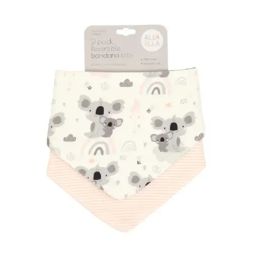 All4Ella Bandana Bib Koala 2 Pack - Pink | Baby Bunting AU