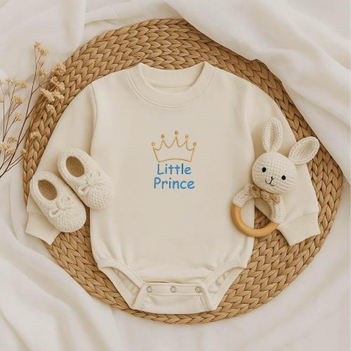 Little Prince Baby Romper, Embroidered Newborn Bodysuit, Cute Prince Outfit, Baby Boy Shower Gift