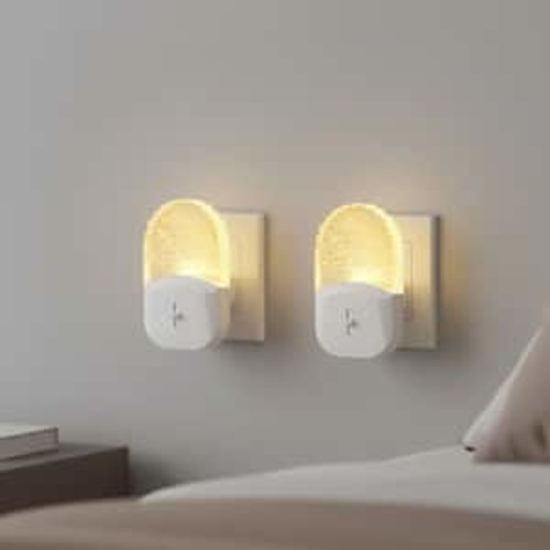 Bubble LED Plug-in Night Light, Dimmable 3000K Soft White, Dusk to Dawn Sensor, 2-Pack for Bedroom and Hallway