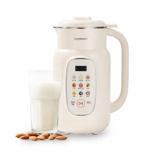 Joydeem Nut Milk Maker Machine,Adjustable Temperature Control, 46oz Almond, Soy, Oat, Coconut Plant-Based Non-Dairy Beverage Blender with 12 Blades, Auto Clean, Boil Water, Timer, Keep Warm, White