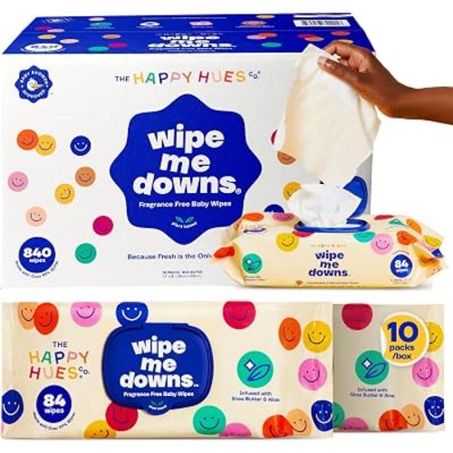 The Happy Hues Wipe Me Downs Baby Wipes, 84 Flushable Wipes, 840ct