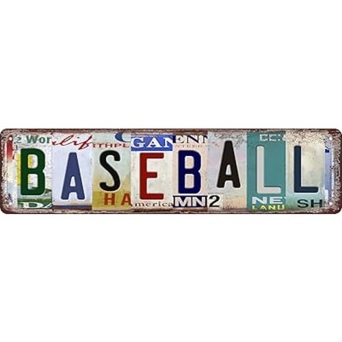 Baseball Wall Decor Baseball Room Decor For Boys Tin Sign Vintage Sports Decor Poster Memorabilia Baseball Street Signs Man Cave Home Room Bar Wall Decor 16 X 4 Inches