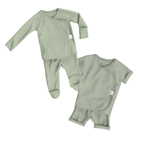 0-3M Footie - Mint Twist – Bonsie Skin to Skin Babywear