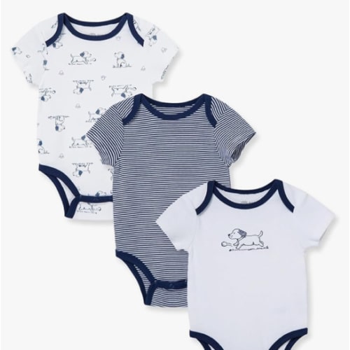 Little Me Clothes for Baby 3-Pack 100% Cotton Scratch Free Tag Bodysuits, Newborn to 9 Months