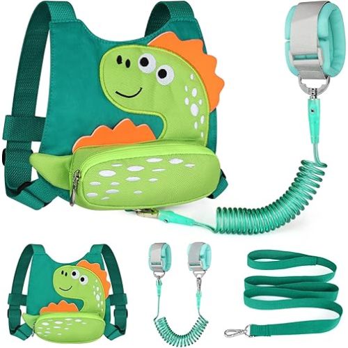 Toddler Harness Leash with Anti Lost Wrist Link, Accmor Cute Dinosaur Kids Harness Children Leash, Adorable Anti Lost Leash Walking Wristband Assistant Strap Belt for Baby Boys Girls Outdoor