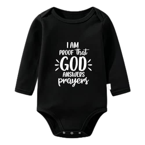 I'm Proof that God Answers Prayers Long Sleeve Baby Bodysuits, Jesus Romper Outfits Girls Boys 0-24 Months