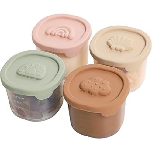 Baby Food Containers Silicone Baby Food Storage Containers for Infants and Toddlers Baby Food Jars Silicone Baby Food Container Freezer Safe Reusable Baby Food Containers with Lids 4PK