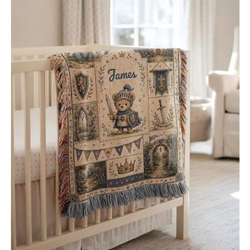 Personalized Little Knight Baby Woven Blanket
