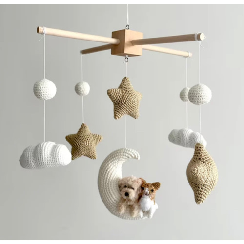 Pet Moon Brown | Custom Crochet Pet Nursery Baby Mobile – My Dollfy